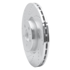 Volvo S80 Brake Rotor (1) - Front Left - R1 Concepts - Drilled & Slotted - Silver - `07-`16